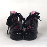 Black Cute PU Round Toe Ankle Straps Platform Lolita Shoes - Product - 3
