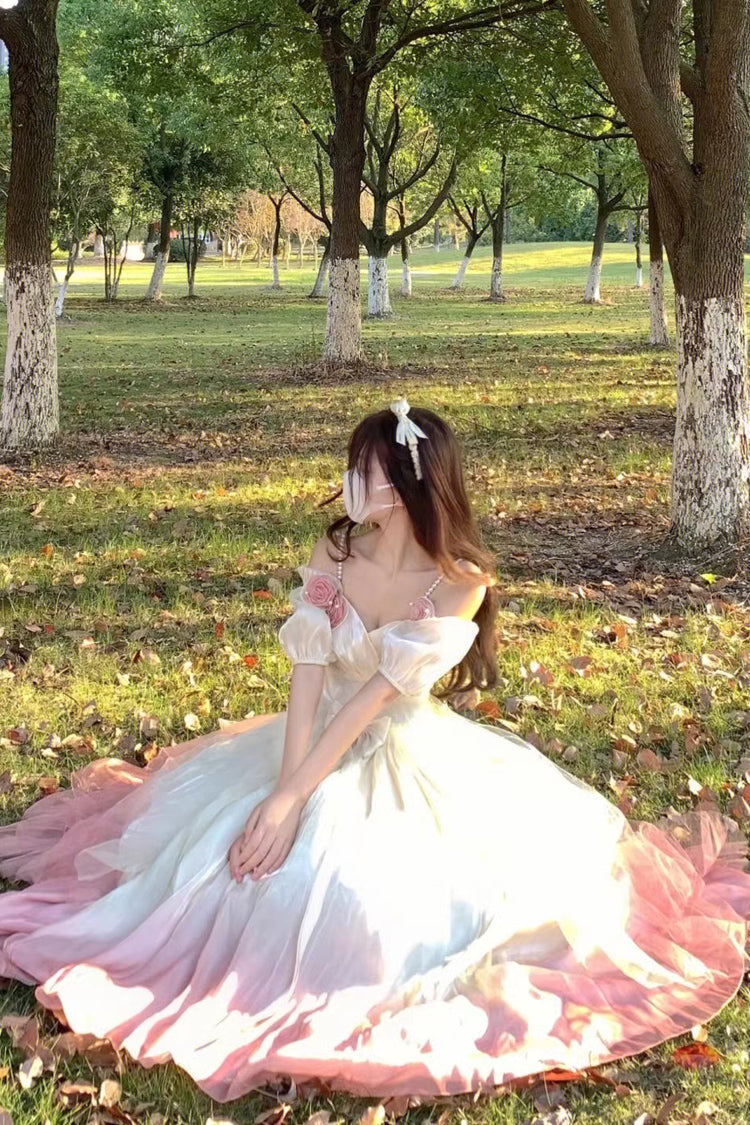 Gradient Pink Gorgeous Bowknot Strawberry Princess Hanayome Sweet Lolita Jsk Dress - Product - 5