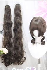 Hazelnut Ash Brown Long Wavy Twin Ponytails Sweet Lolita Wig Set - Product - 2