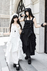 White [Dream] Sleeveless Ruffle Gothic Lolita Strap Dress - Product - 6