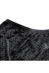 Black Women's Gothic Floral Embossed Velvet Shorts with Sheer Lace Trim - Product - 16