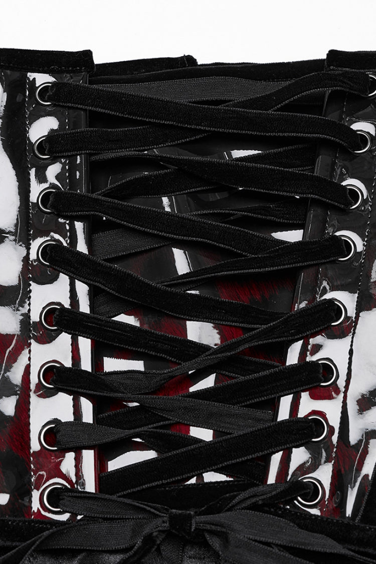 Black/Red Gradient Patent Leather Women's Gothic Underbust Corset - Product - 7