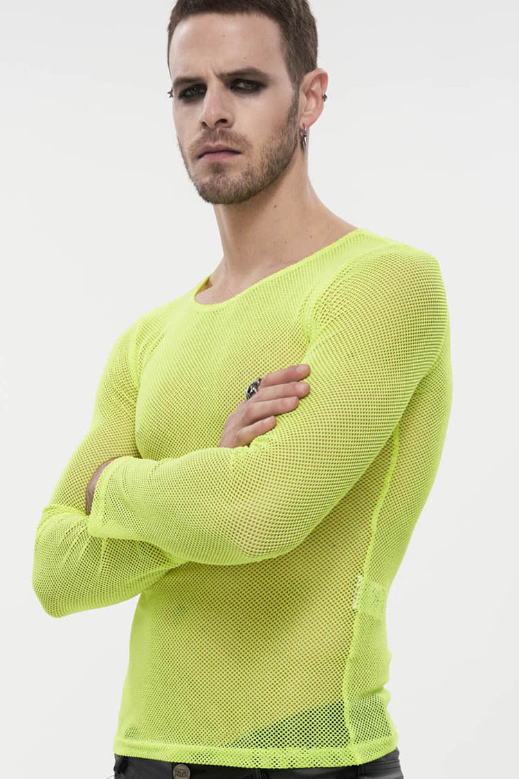 ellow Gothic Elasticity High Neck Long Sleeve Mesh Men's Shirt - Product - 6