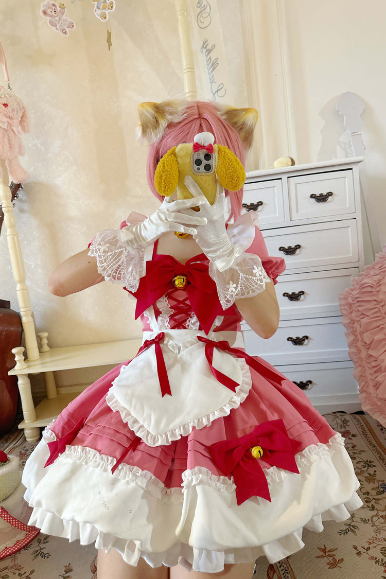 Bell Meow Ruffle Bowknot Sweet Lolita Skirt Set 5 Colors - Red - 1