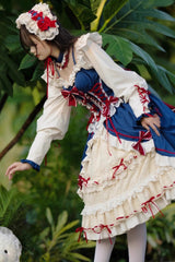 White/Blue Snow White Love Song Ruffle Cardigan Bowknot Long Sweet Lolita Dress - Product - 6