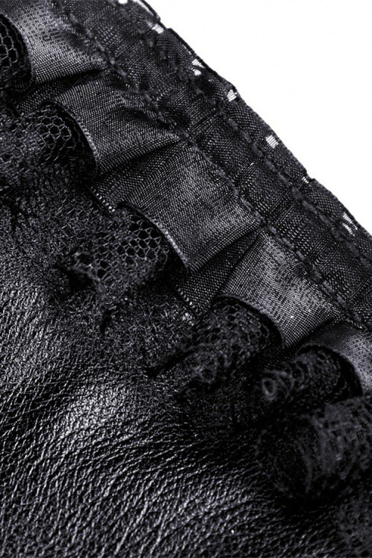 Black Sleeveless Layered Buckled Zippered Women's Gothic Faux Leather Strap Dress - Product - 19