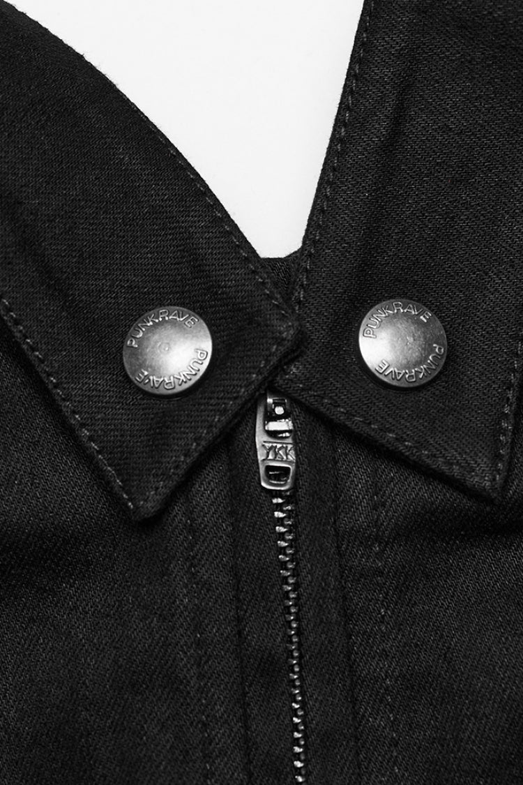 Black Pocket Rivet Buckle Women's Punk Shorts - Product - 6