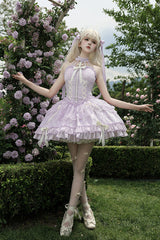 Purple Tube Top Sleeveless Ruffle Bowknot Gothic Lolita Jsk Tiered Dress - Product - 13