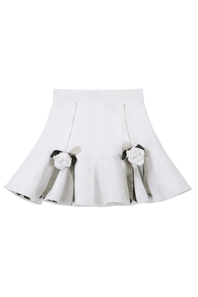 White [Star Gate] Palace Style Ruffle Bowknot Gothic Lolita Fishtail Skirt 2 Versions - Product - 6