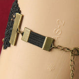 Black Vintage Bride Wedding Rose Flower Lace Pearl Metal Gothic Lolita Armband Bracelet - Product - 3