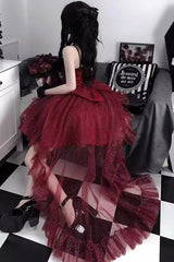 Red Shining Bowknot Irregular Sweet Princess Gorgeous Lolita Jsk Dress (Include Train) - Product - 5