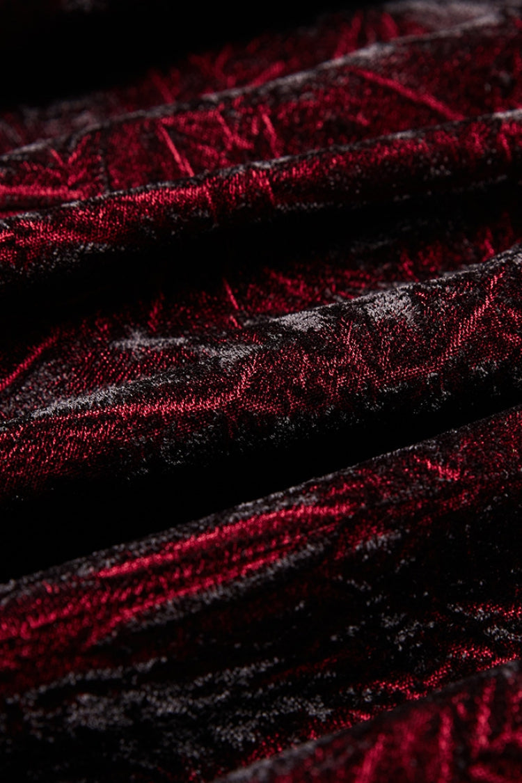 Black/Red Long Sleeves Ruffle Lace-Up Men's Gothic Blouse - Product - 7
