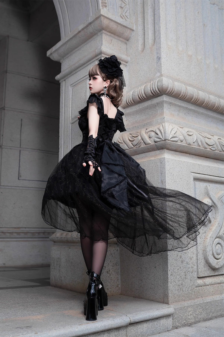 Black Elegant Bride Gorgeous Tea Party Gothic Lolita Tiered Dress - Product - 8