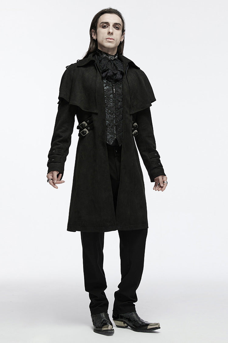 Black Long Sleeves Buckle Eyelets Men's Gothic Jacket - Product - 4