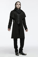 Black Long Sleeves Buckle Eyelets Men's Gothic Jacket - Product - 4