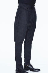 Black Oversize Jacquard Pattern Ribbons Snap Fastener Men's Gothic Pants - Product - 6