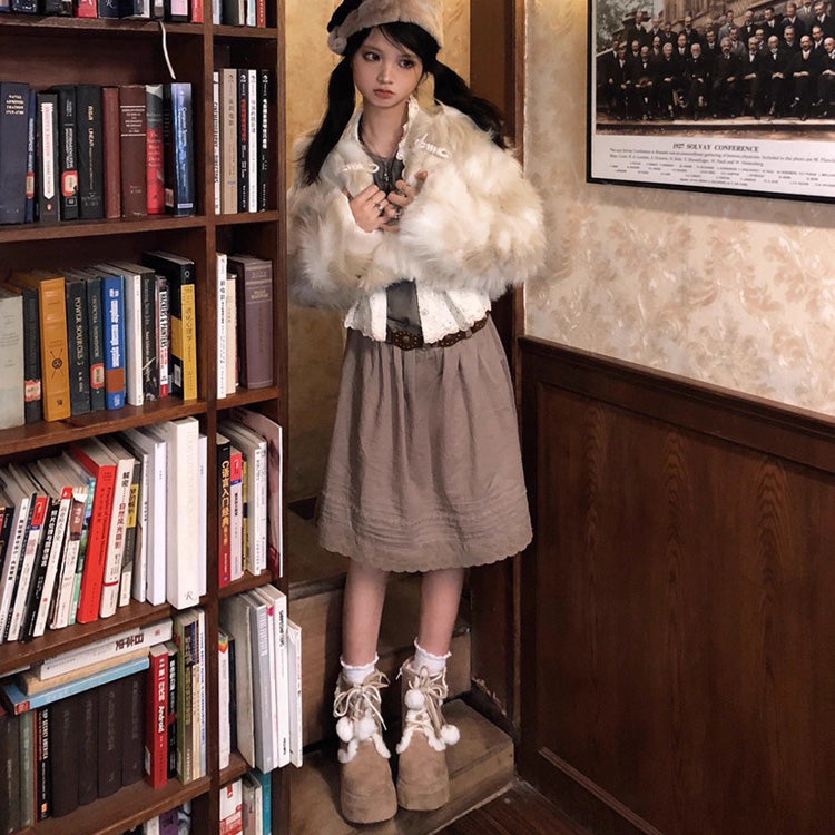 Sweet [Star] Fleece-Lined Warm Lolita Martin Boots 2 Colors - Product - 6