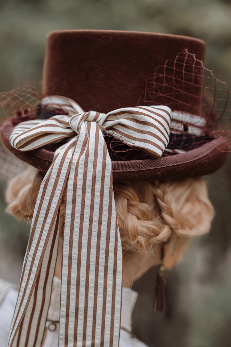 Brown Victorian Style Bowknot Mesh Classic Vintage Ouji Lolita Hat - Product - 4