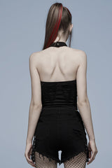 Sleeveless Spider Print Hollow Stitching Ripped Women's Steampunk Vest 3 Colors - Product - 11