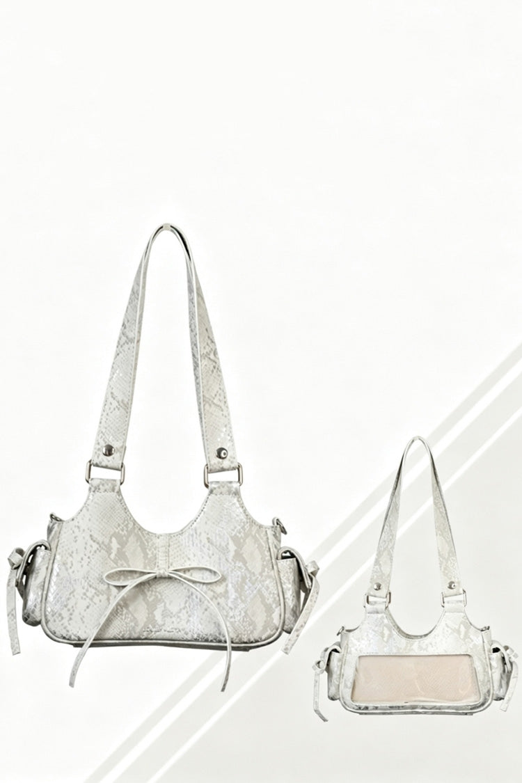 Y2K Bow Snake Print Sweet Lolita Hobo Crossbody & Shoulder Ita Bag 3 Colors - Product - 8