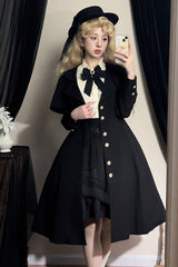 Black [Rich Girl] Long Sleeves Gothic Lolita Coat - Product - 5