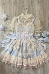 Flower Bud Halterneck Print Ruffle Lace Sweet Chinese Ballet Style Lolita Jsk Dress 3 Colors - Product - 13