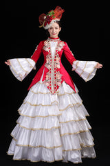 Multi-Layer Hime Sleeves High Waisted Three Dimensional Flower Print Victorian Lolita Prom Tiered Dress - Product - 2