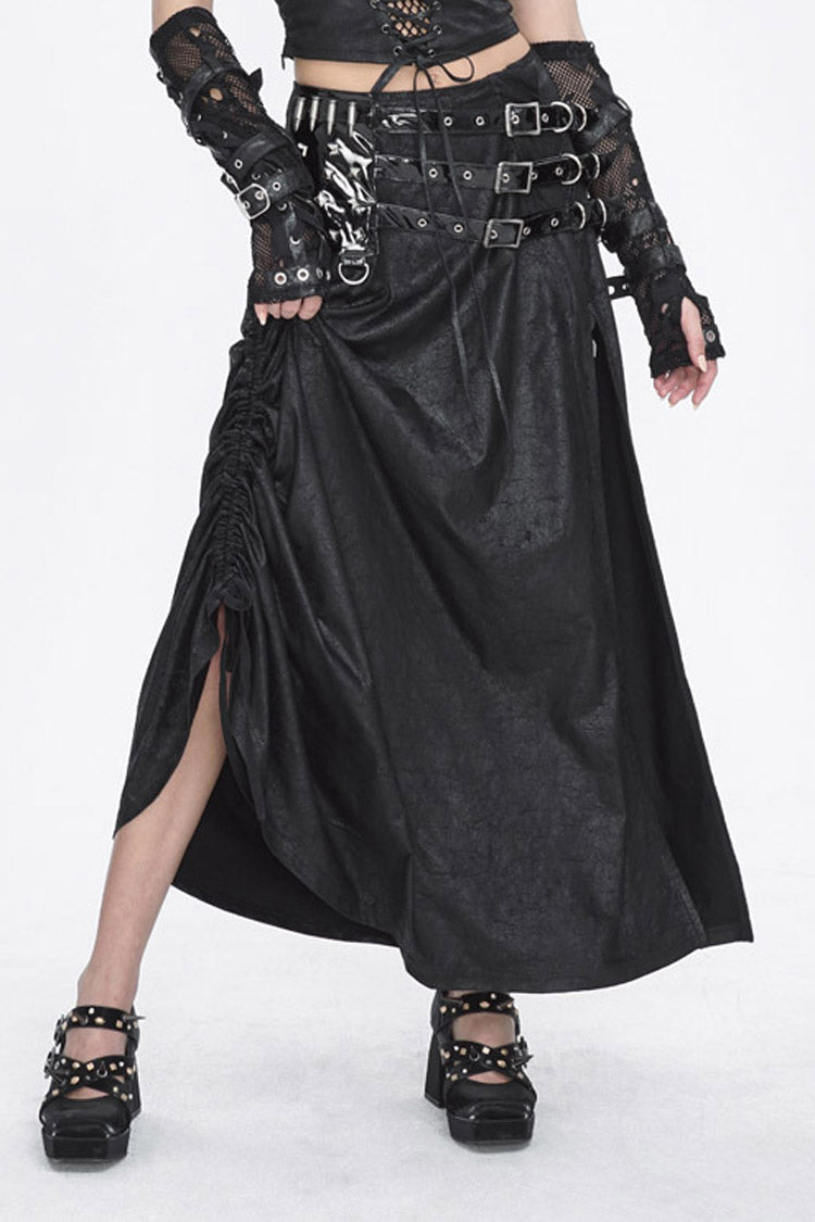 Black High Waisted Slim Women's Gothic Skirt - Black - 1