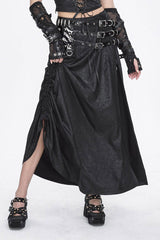 Black High Waisted Slim Women's Gothic Skirt - Black - 1