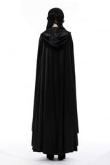 Black Cross Zippered Floral Embroidered Women's Gothic Cloak with Hood - Product - 13