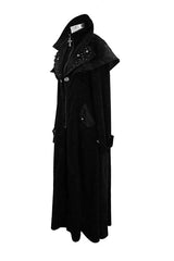 Black Hand Embroidered Big Shawl Collar Zipper Up Long Womens Gothic Coat - Product - 5
