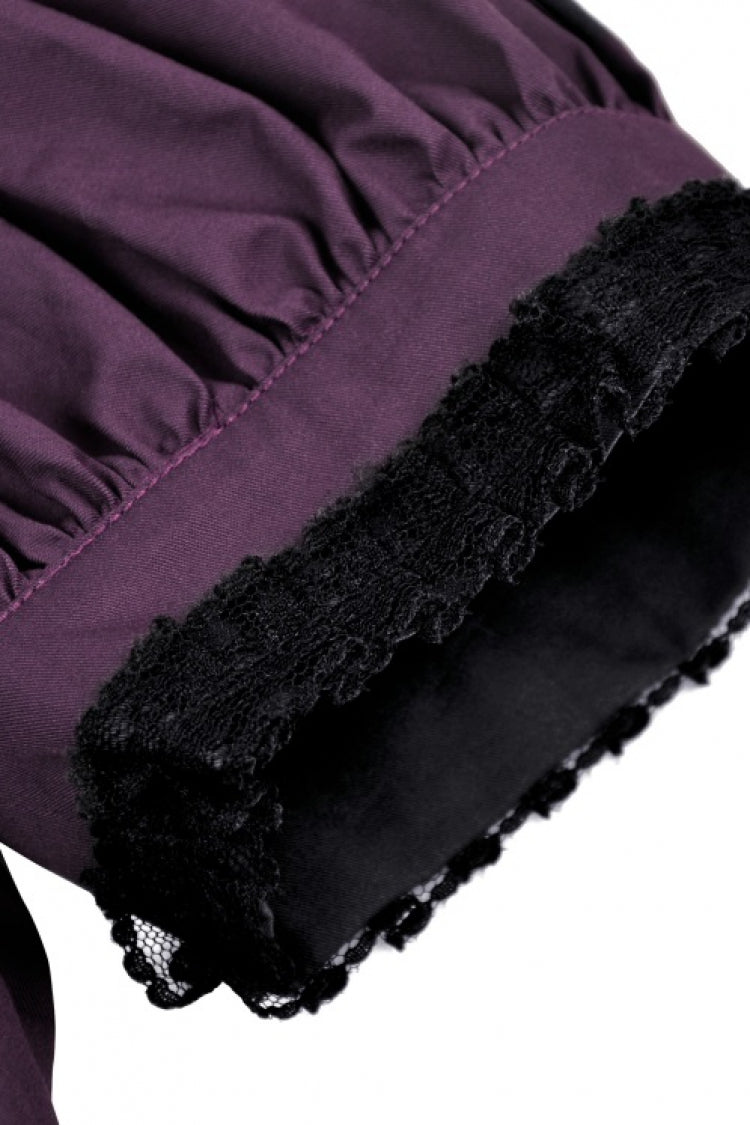 Purple Moon Frilly Collar Short Puff Sleeves Women's Gothic Blouse - Product - 16