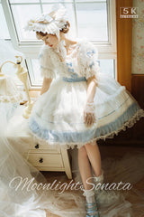 [Moonlight Sonata] Short Sleeves Ruffle Bowknot Lace Sweet Lolita Dress 4 Colors - Product - 6