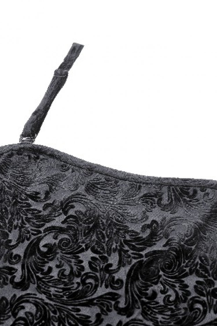 Black Women's Gothic Embossed Velvet Corset Camisole - Product - 14