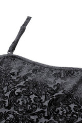 Black Women's Gothic Embossed Velvet Corset Camisole - Product - 14