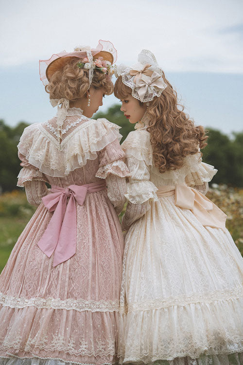 Elegant Vintage Rose Print Multi-Layer Ruffled Sweet Lolita OP Dress - Product - 7