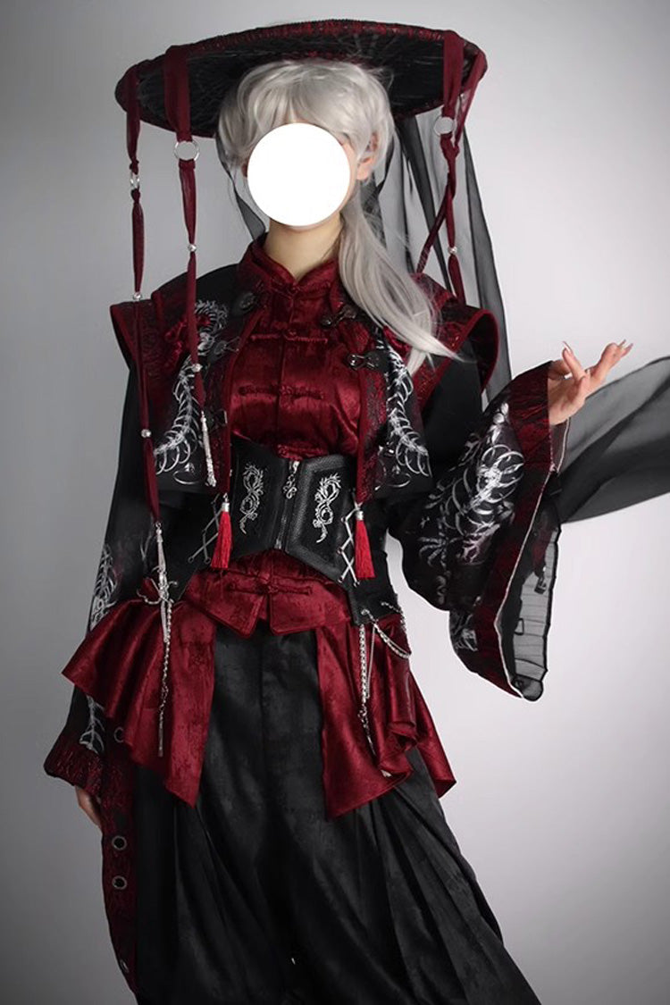 [Bone Dragon] Stand Collar Long Sleeves Ruffle Embroidery Ouji Fashion Classic Lolita Blouse 3 Colors - Product - 4