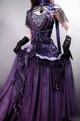 Purple [Madame Butterfly] Ruffle Bowknot Lace Sweet Elegant Gorgeous Lolita Jsk Dress - Product - 6