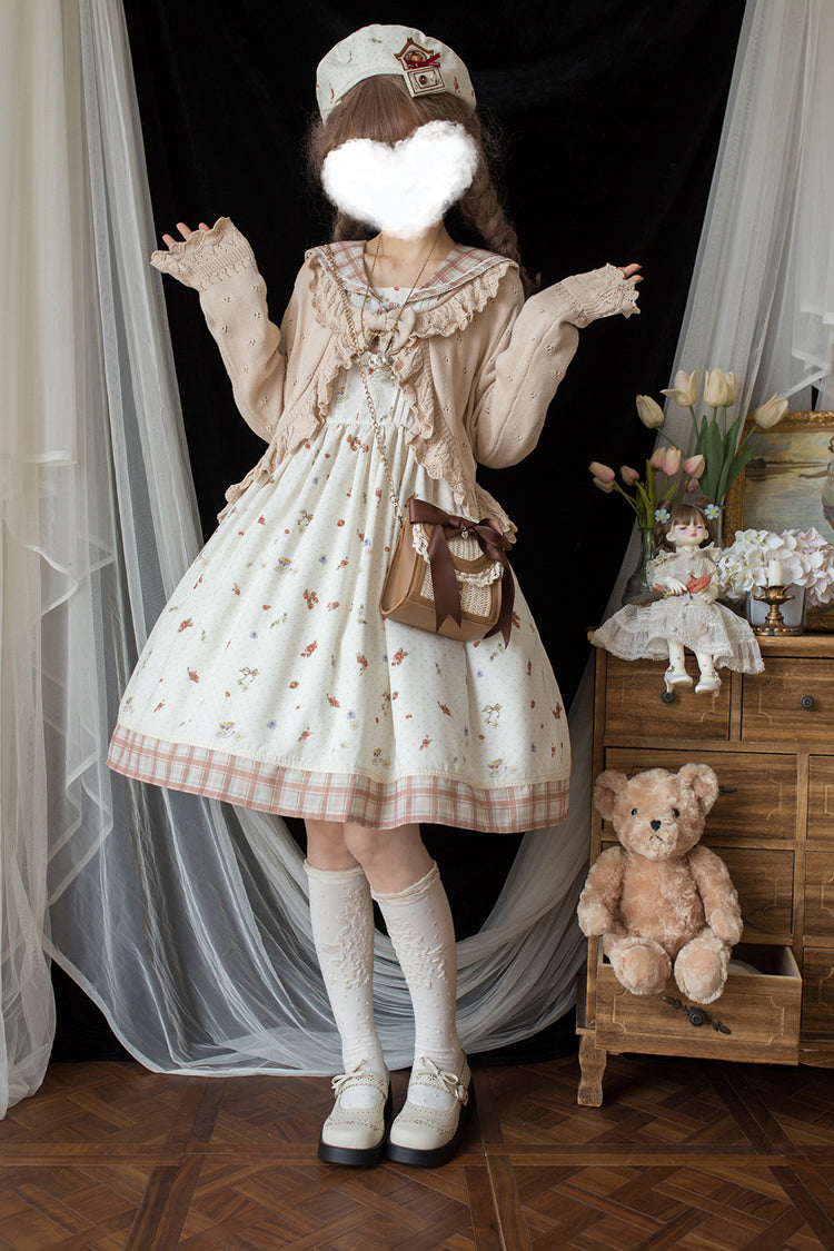 Ivory Sailor Collar Print Ruffle Bowknot Sweet Elegant Lolita Dress - Product - 2
