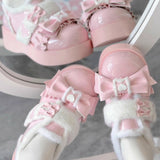 Plush and Thickened Bowknot Sweet Lolita Shoes 5 Colors - Product - 5