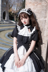 Black/White Night Gem Dark Magic Detachable Sleeves Cardigan Gothic Lolita Dress - Product - 10