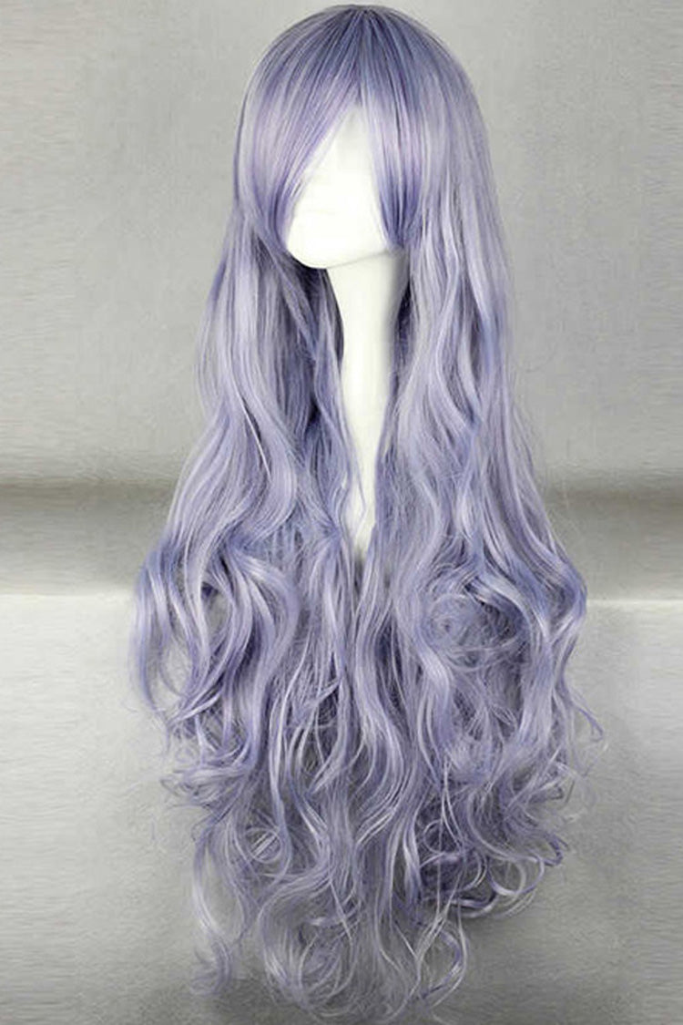 Purple Slant Bangs Long Curly Hair Sweet Lolita Wig - Product - 2