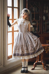 Demon Hunting Notes Print Ruffle Sweet Elegant Lolita Jumper Dress 2 Colors - Product - 6