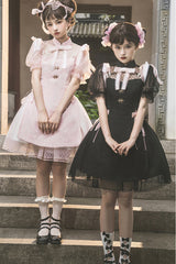 Chinese Style Stand Collar Lace Puff Short Sleeve Delicate Sweet Lolita Dress - Product - 3