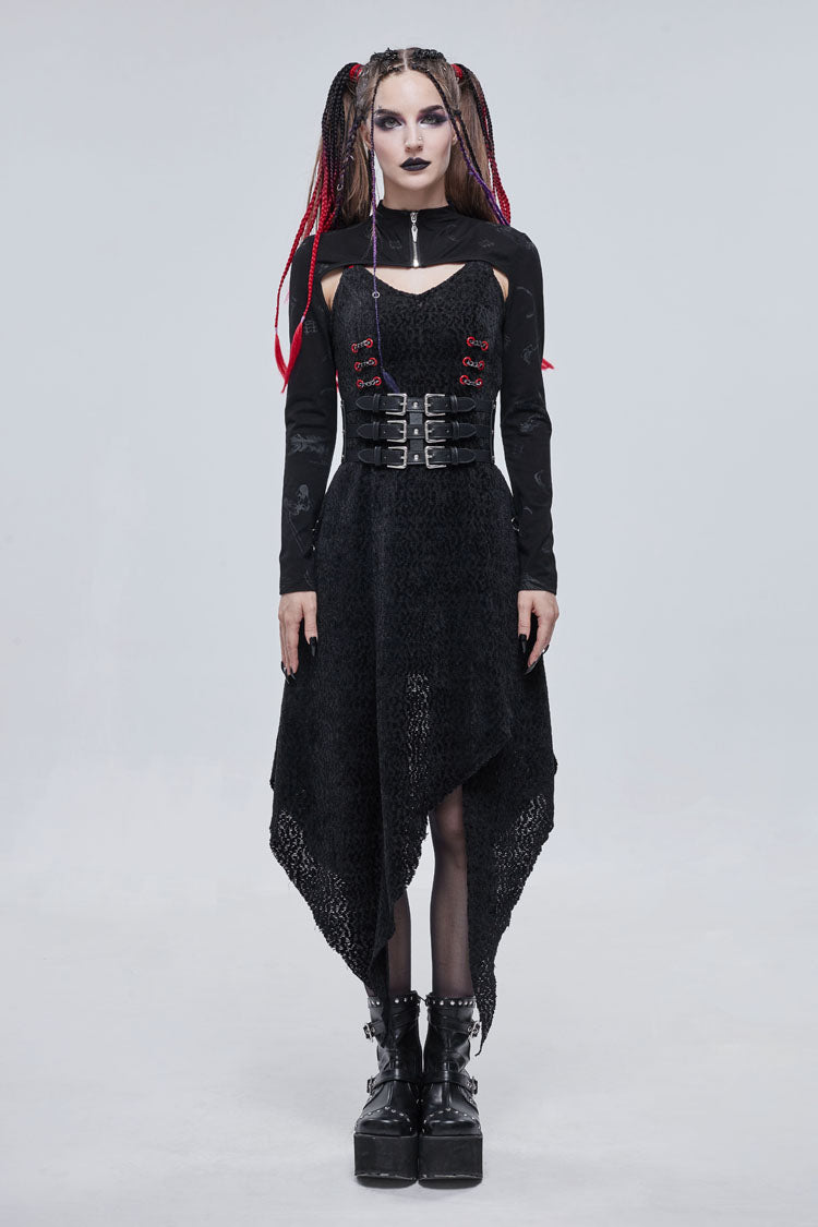 Black Bone Printed Strappy Zipper Women's Gothic Cape - Product - 6