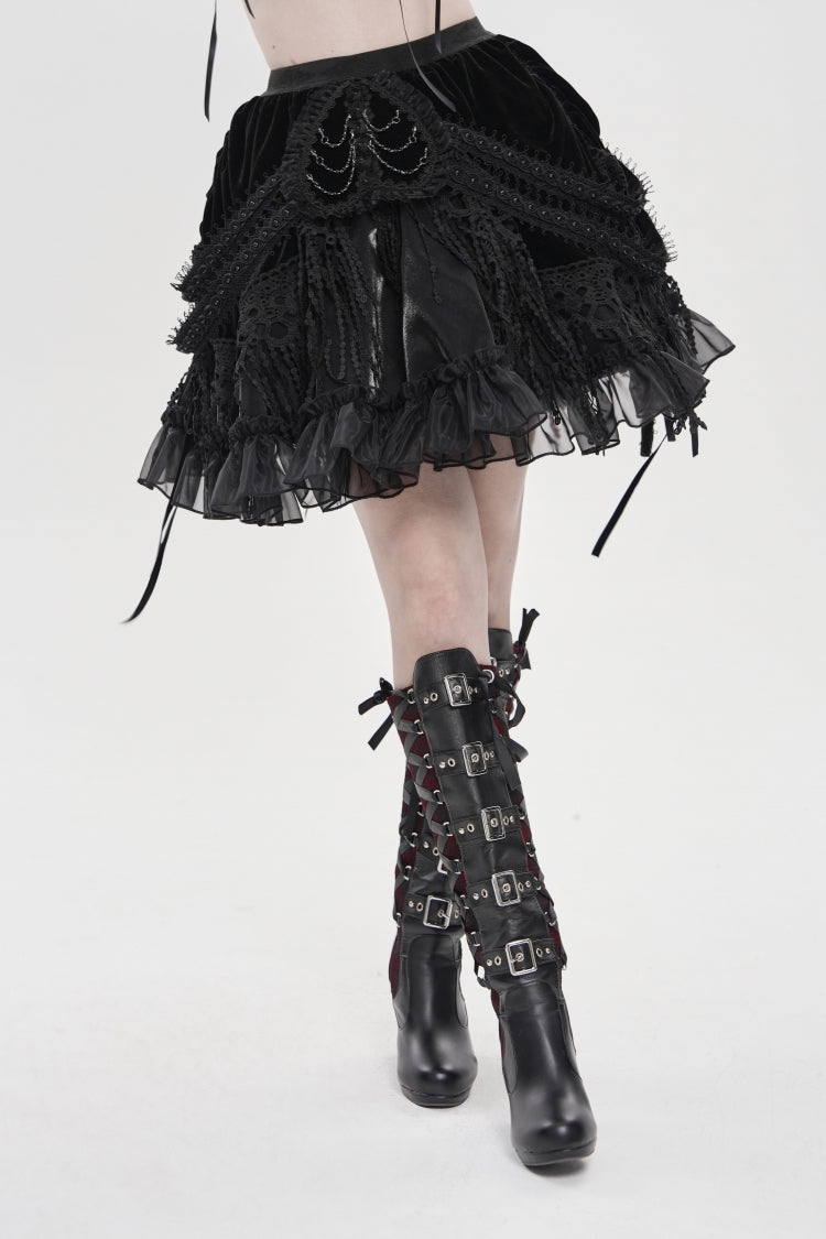 Black Multi-Layered  Tassels  Chain-Decorated Women's Gothic Skirt - Product - 9