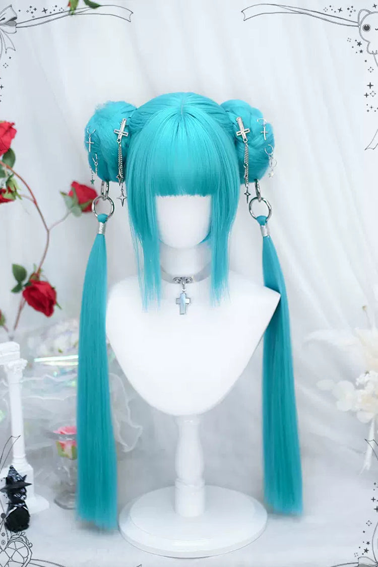 Green Sweet Lolita Marble Head With Ponytail Wigs - Green - 1