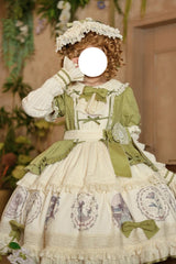 Green [Little Ida's Flowers] Short Sleeves Print Ruffle Bowknot Sweet Lolita Dress - Product - 6