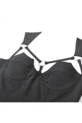Black Cut-Out Ring Women's Punk Fitted Tank Top - Product - 13