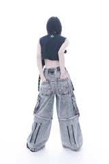Jirai Kei Rivet Punk Japanese Straight-Leg Jeans Pants 2 Colors - Product - 8